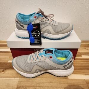 Reebok Gray Lace Up Sneakers Moving Air Blue Soles Shoes Women Size US 7 EU 37.5